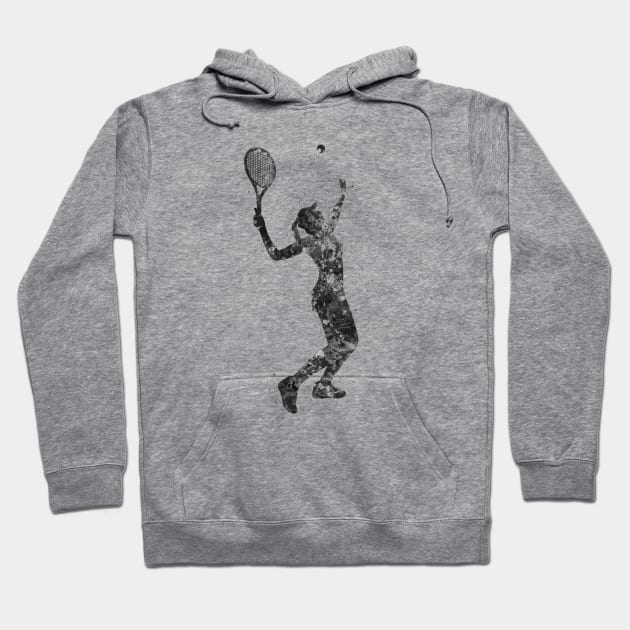 Tennis girl black and white Hoodie by Yahya Art